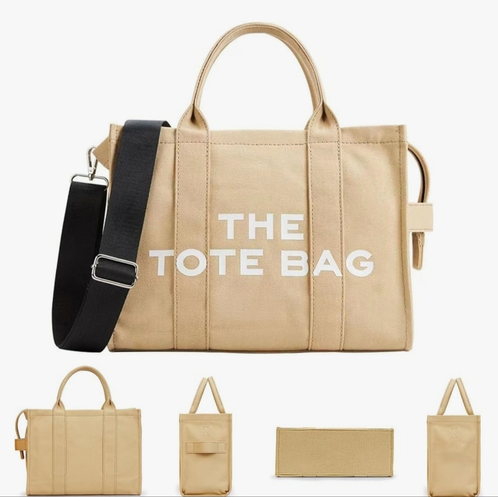 Canvas Khaki Graphic Tote - New